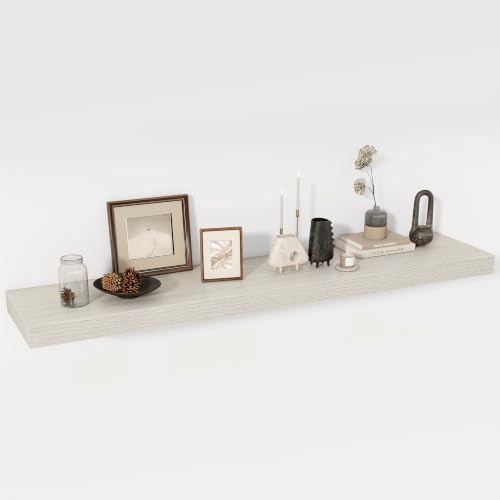 Acovy 55 Inch Floating Shelves, 12" Deep Floating Shelf Wall Mounted, 55" Wall Shelves, Rustic Deep Bookshelf, Extra Deeper & Thicker Display Shelves for Bedroom, Living Room, Set of 1 by Acovy