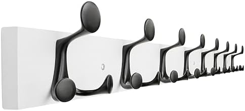 SKOLOO 43-Inch White Wood Coat Rack Wall Mount with 8 Triple Hooks - Ideal for Family Entrances, Classrooms, and Pet Supplies Storage - Perfect Coat Hooks for Wall by SKOLOO