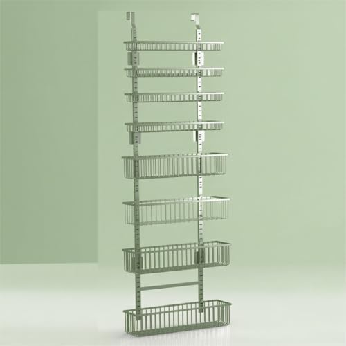 Moforoco Sage Green Over The Door Pantry Organizer, Pantry Door Organizer Shelves, Kitchen Organizers and Storage, Hanging Basket Wall Spice Rack Seasoning Shelves - Image 2