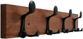 WEBI Coat Rack Wall Mount,24" Solid Wood Coat Hooks Wall Mounted Coat Hanger,16" Hole to Hole,Heavy Duty 4 Triple Hooks for Hanging Coats,Jacket,Hat,Backpack,Farmhouse,Reddish Brown by WEBI
