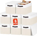 Large Closet Organizer Bins with Lids 8 Pack - Nursery Storage Baskets for Shelves Bedroom Dorm - Stackable RV Closet Organization Cubes Box with Handles for Clothes Purse Blanket Towel Magazine by Criusia