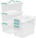 6-Pack 14 Quart Storage Latch Box/Bins, Stackable Box with Handle by Buyitt