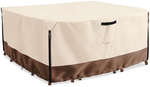Outdoor Furniture Covers, 600D Heavy Duty Waterproof Outdoor Dining Table and Chairs Cover — 88L x 62W x 28H inch, All-Weather Protection Patio Furniture Cover, Beige by Wavecover