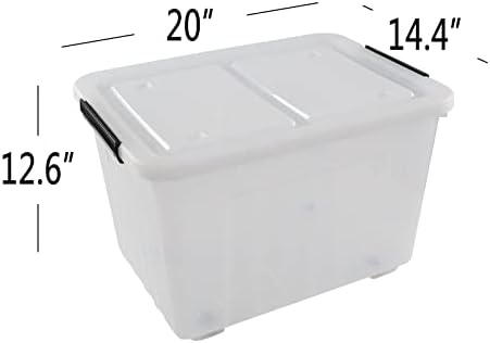 4-Pack 50 Qt Lidded Storage box, Large Clear Plastic Bin with Wheels - Image 3