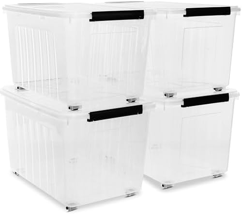 Citylife 82 Quart Large Clear Plastic Storage Bins with Lids 4-Pack by CITYLIFEHomeOrganization