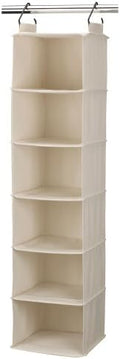 Household Essentials Cedarline 6‑Shelf Hanging Closet Organizer in Heavy‑Duty Cotton Canvas, Cream by HouseholdEssentials
