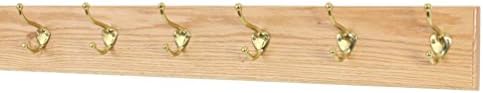 PegandRail Oak Wall Mounted Coat Rack with Solid Brass Hooks 4.5" Ultra Wide (Natural, 30.5 x 4.5 with 6 Hooks) by PEG+AND+RAIL