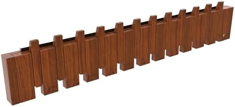 Wall Mounted Piano Key Hanger | Flip Style Hook | Entrance Wall Art Hook, Made of Oak Wood (3 Times Painted, 4 Times Polished) (LED Walnut, 12Hooks) by FleiSleep