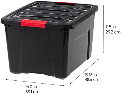 IRIS USA 6-Pack 40 Quart Storage Bins with Lids, Black - Image 2