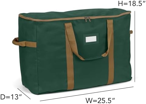 Covermates Adjustable Ornament Storage Bag, 25.5"W x 13"D x 18.5"H, Green - Image 3