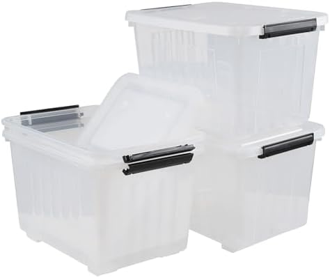 Wekioger 4 Pack Plastic Storage Box on Wheels, 32 Quart Latch Container Bin - Image 5