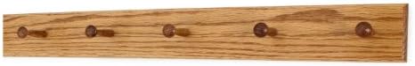 Solid Oak Shaker Peg Rack Made in The USA - Golden Oak Stain Stain 29 x 3.5 Inches with 5 Pegs by PEG+AND+RAIL