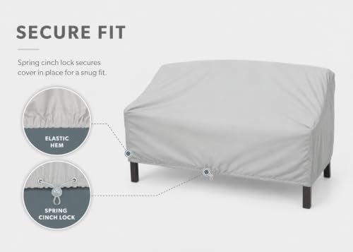 Treasure Garden Loveseat Cover, 300D Polyester Outdoor Deep Seating Sofa Cover, Water Resistant, UPF50+ UV Protection, Elastic Hem, Spring Cinch Lock, Built-In Pouch & Storage Bag, Gray - Image 4