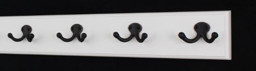 White Coat Rack with Aged Bronze Double Style Hooks (20" x 3.5" with 4 hooks) by PEG+AND+RAIL