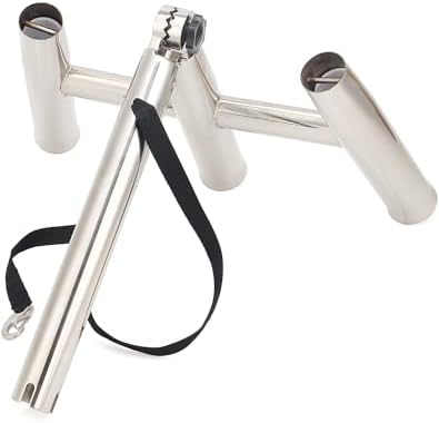 3 Tube Rod Holder-Stainless Steel Trident Outrigger Stylish-Tree Triple Rod Holder Adjustable Silver Kite Fishing Mount 3-Rod Racks for Boat, Ship, Yacht - Image 6