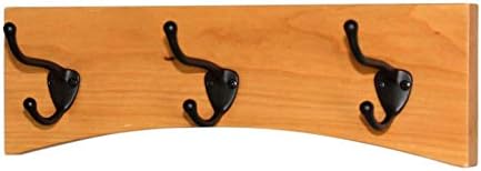 Solid Cherry Arched Wall Mounted Coat Rack Bronze Hat & Coat Hooks- Made in The USA (Cherry, 15" x 4.5" with 3 Hooks) by PEG+AND+RAIL