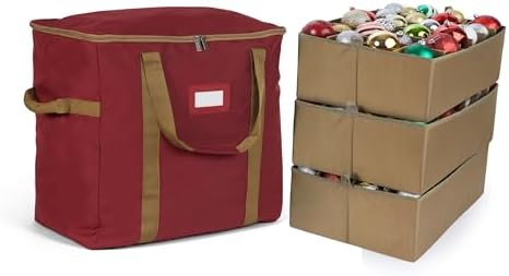 Covermates Adjustable Ornament Storage Bag, 19.25" W x 13" D x 18.5" H, Red by Covermates