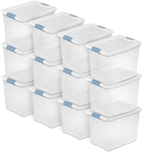 Sterilite Latching Box with Lids for Home and Office, 25 Quart, 12-Pack by Sterilite