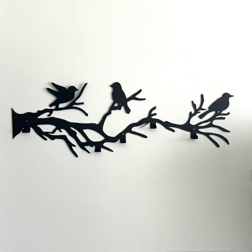 Decorative Bird Tree Branch Wall Mounted Coat Rack, Metal Art Hanger for Coats, Hats, and Scarves, Unique Wall Decor Hooks for Entryway or Bedroom, Durable and Modern Design (63 x 21 inches) - Image 4