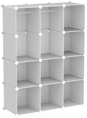 VIPZONE Baby Closet,Dresser, Kids Closet Organizers, Portable Kids Wardrobe for Closet, Bedroom, Nursery, Cubby, Cabinet, Clothes, Dress, Baby Storage Shelf, Armoire Clothes Hanging (12 Cube, White) - Image 4