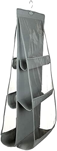 Kuber Industries Dust Proof Hanging Handbag Purse Clutch Storage Organizer with 6 Large Compartments & Hanger (Grey) (HS39KUBMART023555) - Image 3