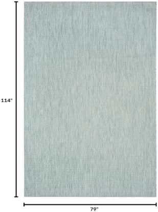 SAFAVIEH Courtyard Outdoor Area Rug 6'7"x9'6", Aqua & Grey CY8521-37121 - Image 3