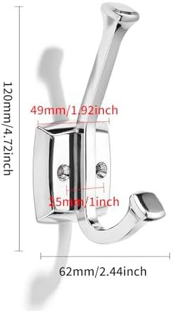 10 Pack 4-3/4 inch Polished Chrome Coat Hooks, Wall Mounted with Screws Suitable for Hanging Keys, Bath Towel, Bags, Hats, etc. Square Zinc Alloy mudroom Hooks - Image 5