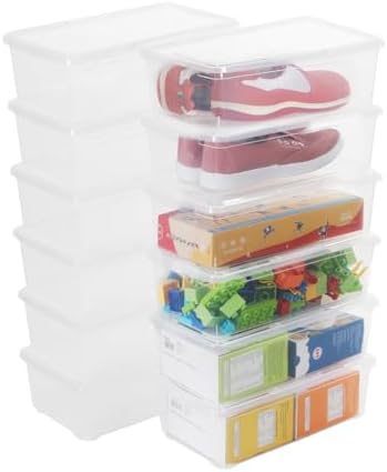 Clear Shoe Boxes 12Pcs Plastic Storage Bins with Latching Lid by Naivees