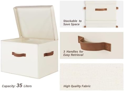StorageWorks Fabric Storage Bins with Lids, Closet Storage Bins - Image 3