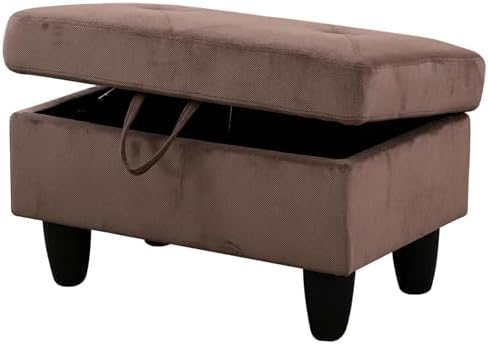 28.5'' Ottoman with Storage, Linen Ottoman Foot Rest for Living Room Upholstered Footstool, Perfect Storage Ottoman Bench Bag Floor Chair for Bedroom or Entryway, Brown - Image 6
