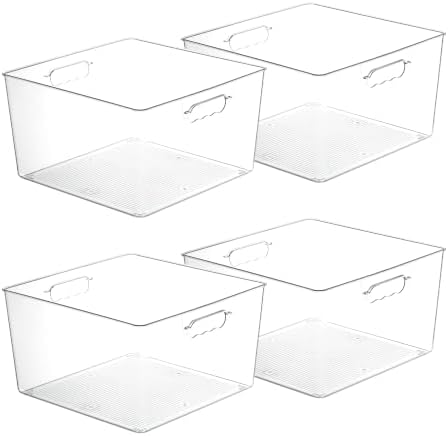Vtopmart 4 Pack Extra Large Clear Storage Bins, 13x13 Cube Organizer by Vtopmart
