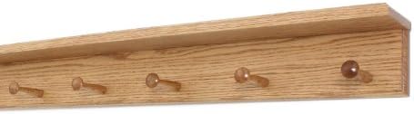 Oak Shaker Peg Rack with 4 inch Shelf (Cherry, 29" with 5 pegs) by PEG+AND+RAIL