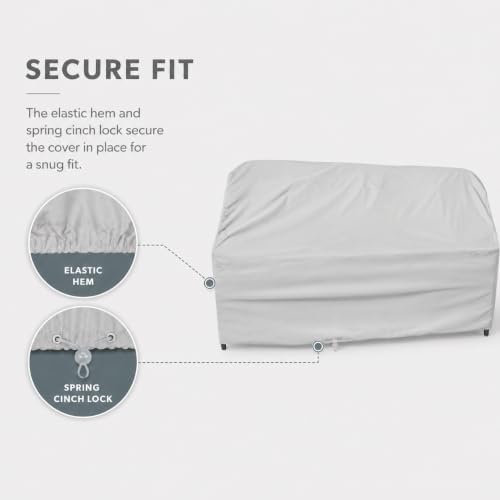 Treasure Garden Sofa Cover, 300D Polyester Outdoor Deep Seating Patio Sofa Cover, Water Resistant, UPF50+ UV Protection, Elastic Hem, Spring Cinch Lock, Built-In Pouch & Storage Bag, Gray - Image 4