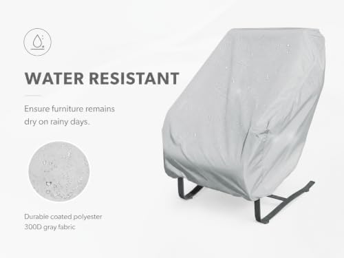 Treasure Garden Large Lounge Chair Cover, 300D Polyester Outdoor Deep Seating Cover, Water Resistant, UPF50+ UV Protection, Elastic Hem, Spring Cinch Lock, Built-in Pouch & Storage Bag, Gray - Image 3