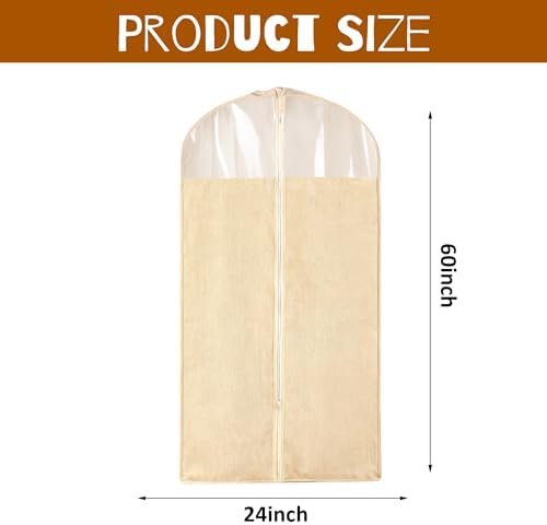 4 Pack 24 x 60 Inches Cotton Garment Bags for Hanging Clothes - Image 2
