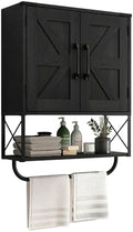 RUSTOWN Farmhouse Medicine Cabinet with 2 Barn Door & Towel Bar Rack by RUSTOWN