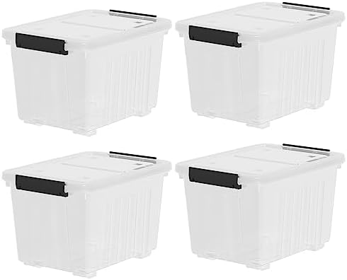 4-Pack 35 Quart Plastic Storage Bin with Secure Lid and Wheels by Uumitty