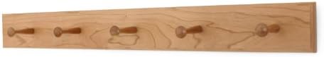 Solid Cherry Shaker Peg Racks (Natural, 29" x 3.5" with 5 pegs) by PEG+AND+RAIL