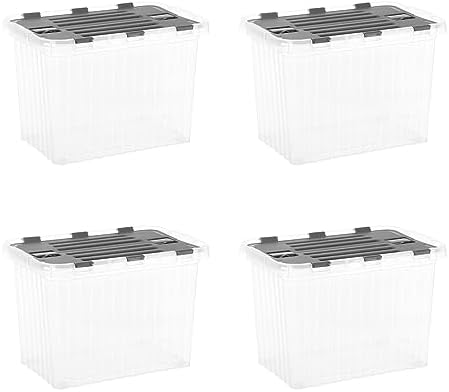 Superio Storage Bins with Lids, Clear Plastic Containers for Organizing, Stackable Totes, BPA Free, Odor Free, Organizer Boxes for Home, and Dorm, 17 Quart (4 Pack, 15"x10"x10.25") by Superio