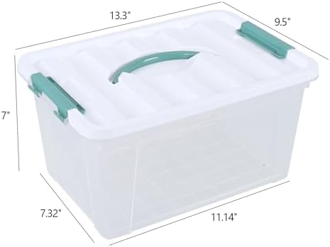 Plastic Organizer Bins Pack of 6, Latching Storage Box with Handles - Image 4