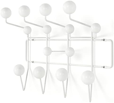 Classic Mid Century Hang it All Coat Rack, Modern Wall Mounted Hooks with Painted Solid Wooden Balls(Multi Colors Available) (White) by Unknown
