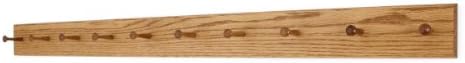 Solid Oak Xtra-Wide Shaker Peg Rack -Made in The USA - Golden Oak Stain 58 x 4.5 Inches with 10 Pegs - Image 2
