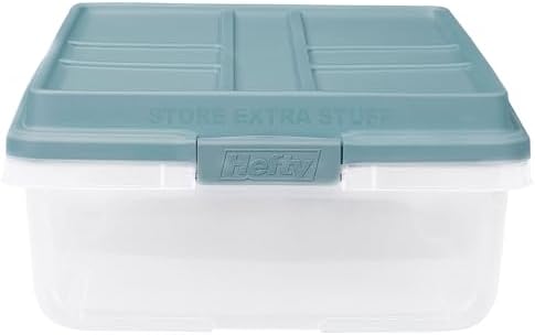 Hefty Hi-Rise Storage Bin with Lid, 40 Quart, Smoke Blue, 6 Pack - Image 4