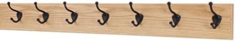 PegandRail Oak Wall Mounted Coat Rack with Bronze Hooks (Natural, 36" x 4.5" with 7 Hooks) by PEG+AND+RAIL