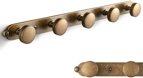 Goo-Ki 1 Pack Antique Brass Coat Rack Wall Mount Heavy Duty, Vintage Brass Towel Rack Zinc Alloy Coat Hooks Wall Mounted for Bag Hat Clothes Scarf by Home
