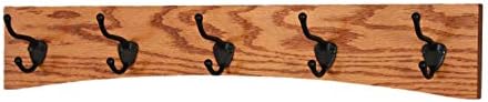 Oak Curved Back Wall Mounted Coat Rack - Bronze Hooks - Made in The USA (Burnt Orange, 25.5" x 4.5" - 5 Hooks) by PEG+AND+RAIL