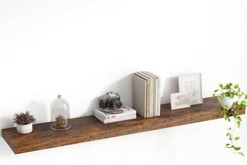 Acovy 48 Inch Floating Shelves, 8 Inch Deep Floating Shelves for Wall, Hanging Shelf with Invisible Brackets, Deep Shelves for Bathroom, Bedroom, Living Room, Brown, Set of 1 by Acovy