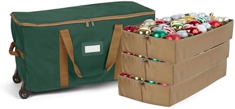 Covermates Rolling Adjustable Ornament Storage Bag, 25.5"W x 13"D x 12.5"H by Covermates