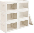 Homsorout Stackable Storage Bins with Lids - Medium Storage Box with Lids, Foldable Closet Boxes for Organizing, Wardrobe Clothes Organizer with Window, Fabric Bins for Living Room, 6 Pack, Beige by Homsorout
