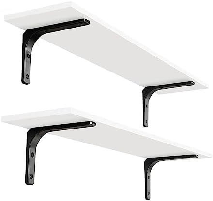 DINZI LVJ Long Wall Shelves, 31.5Inch Wooden Wall Mounted Shelves, Set of 2 by DINZILVJ